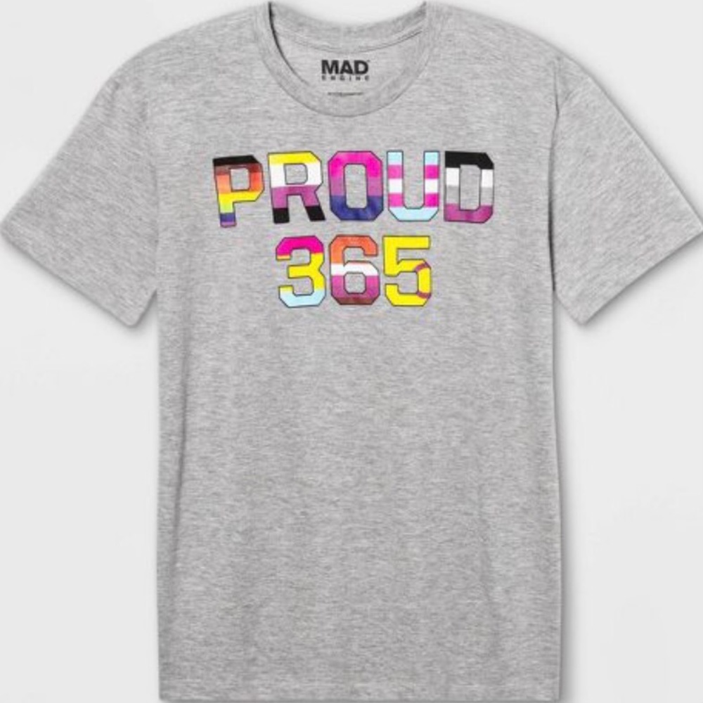 NWT Pride Proud 365 Graphic Gray T-shirt